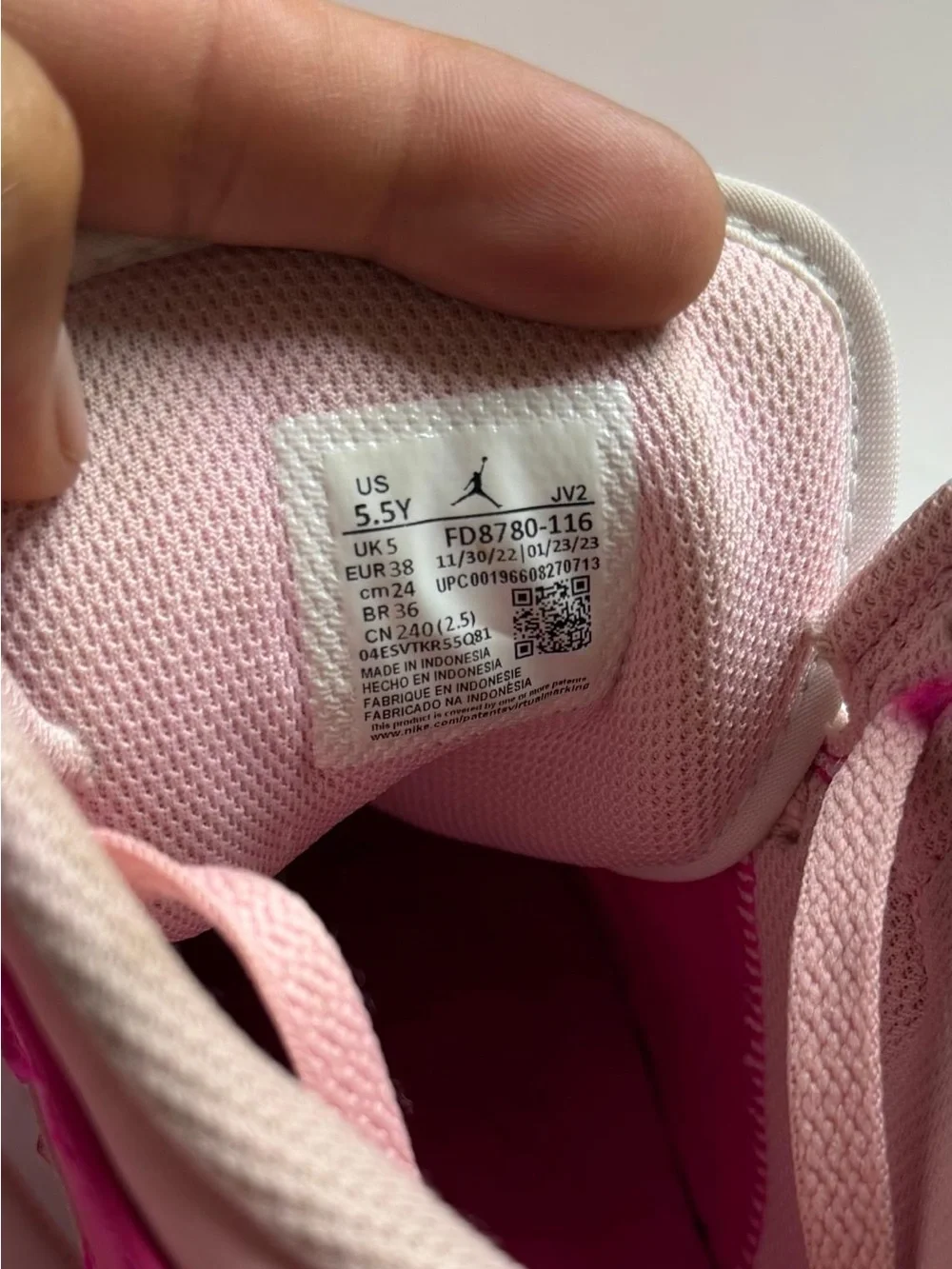 Jordan Kids High-Top Sneakers in Hot Pink and Light Pink